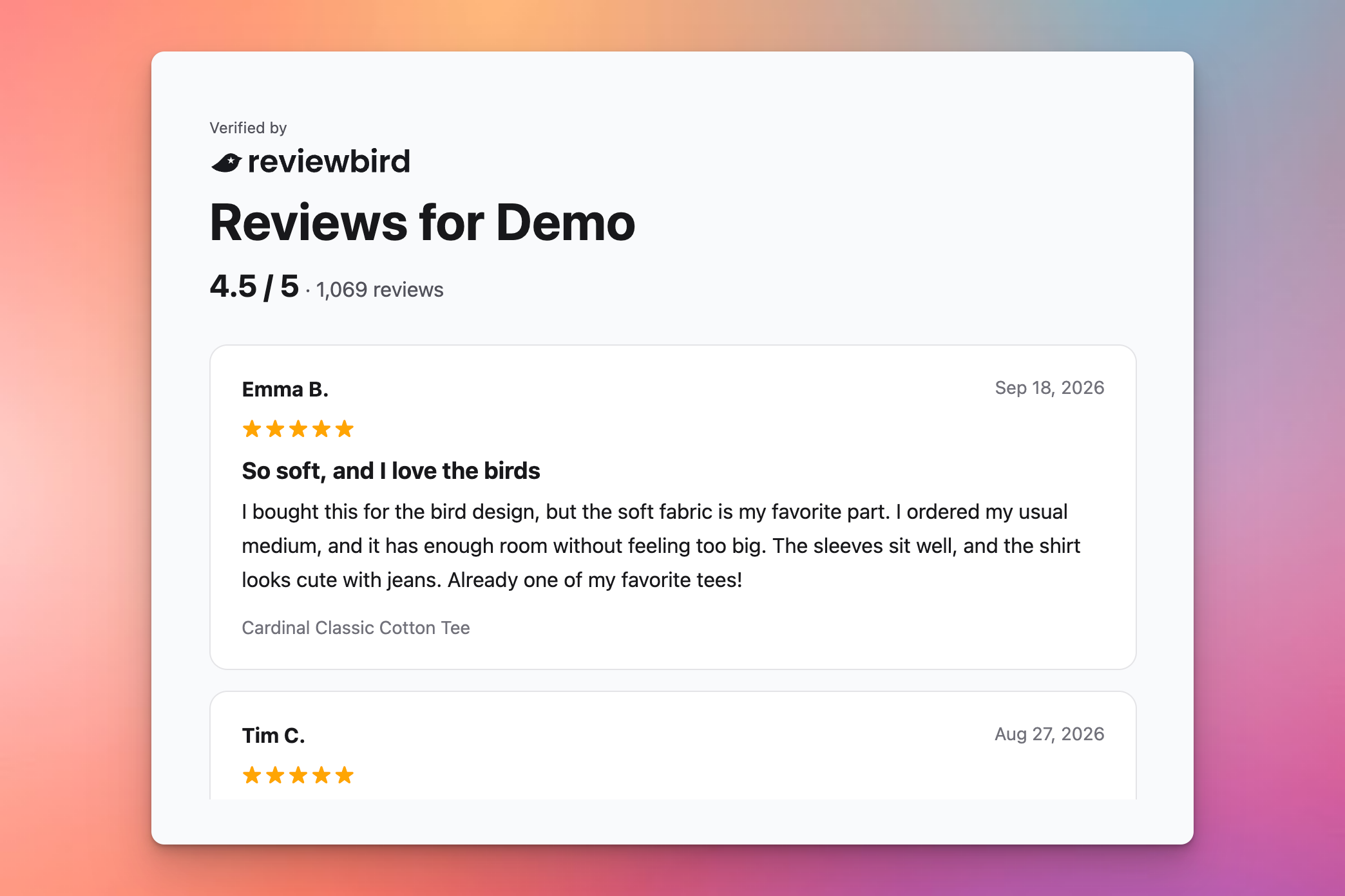 The Trust Badge opens a page with reviews from across the store.