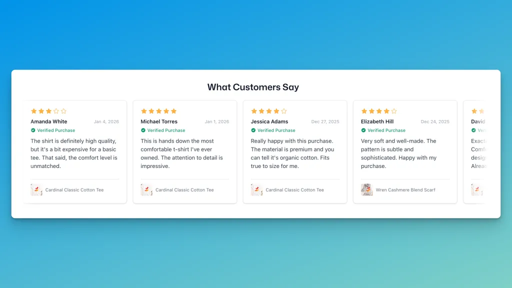 Reviewbird product review showcase settings