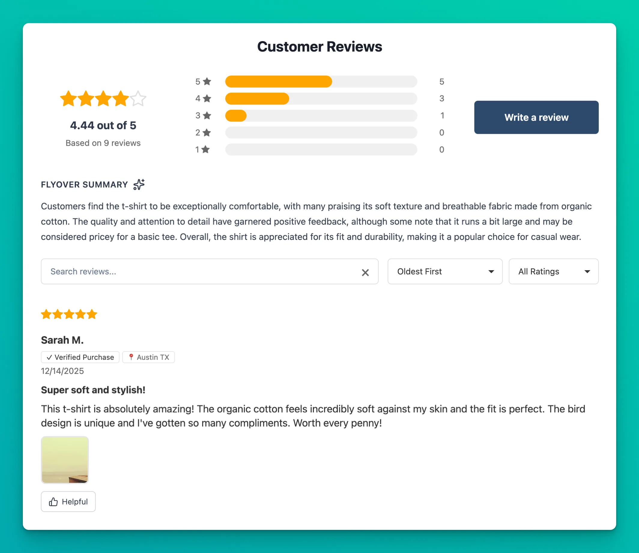 Reviewbird product review dashboard