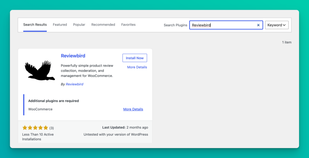 Install the Reviewbird plugin in WordPress