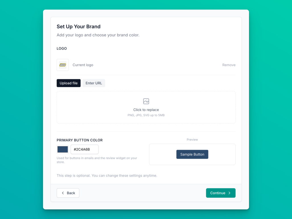Reviewbird branding and color settings