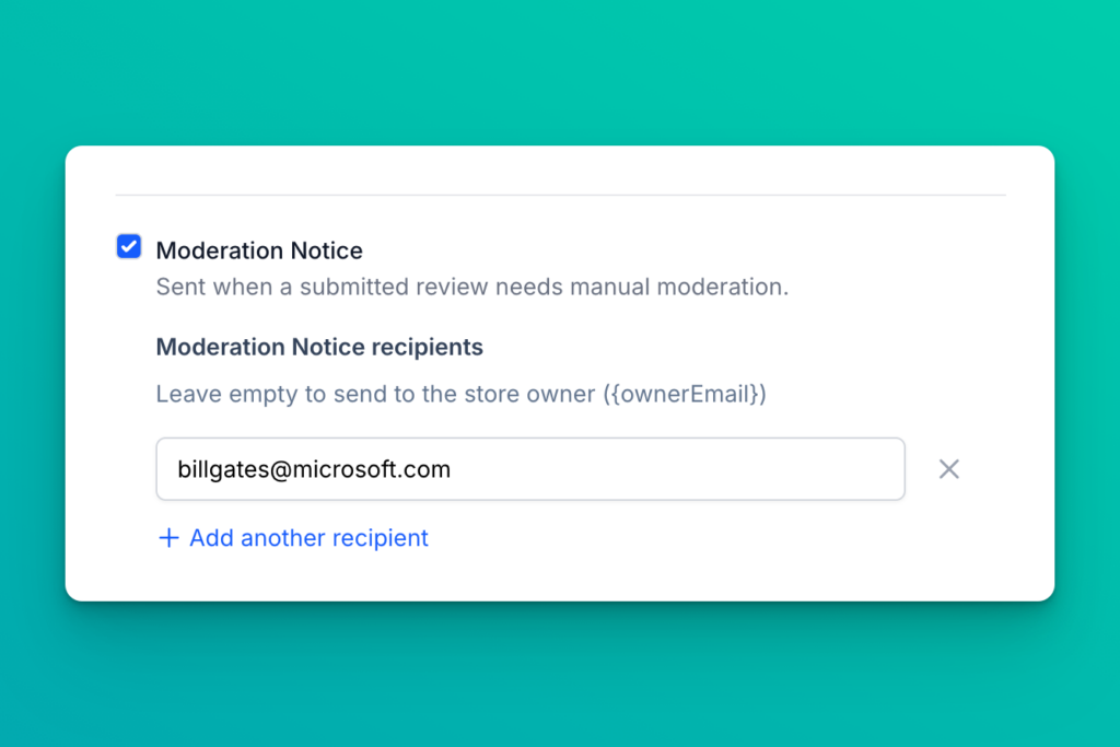 Review moderation notification settings