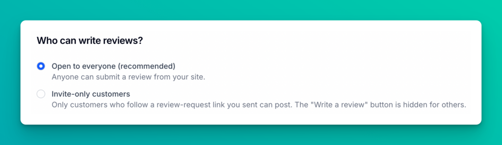 Screenshot of review submission options