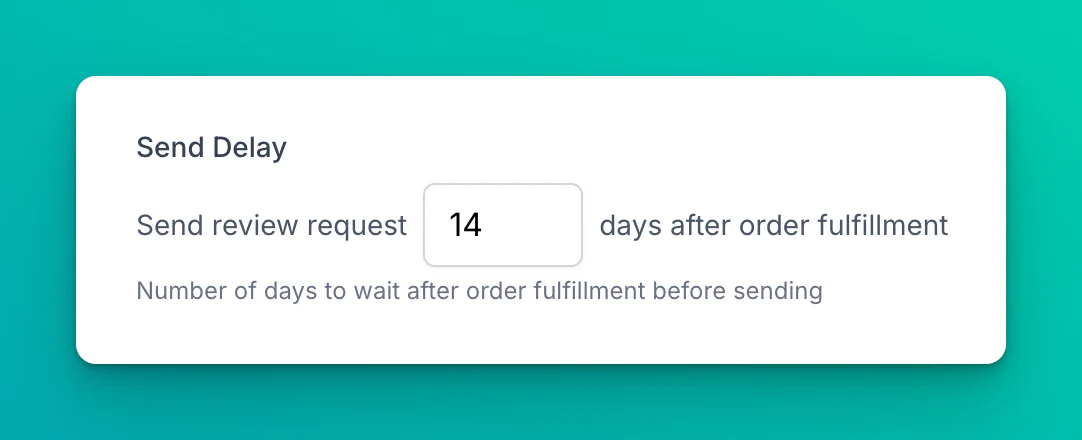 Reviewbird send delay setting for review request emails