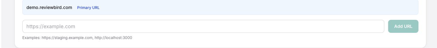 The Additional URLs section on the store Settings page