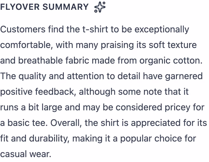 AI review summary block on a mobile product page
